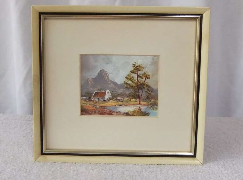 AN ORIGINAL MINIATURE OIL ON BOARD LANDSCAPE BY SA ARTIST NEL MCKEITH !! MUST SEE !!
