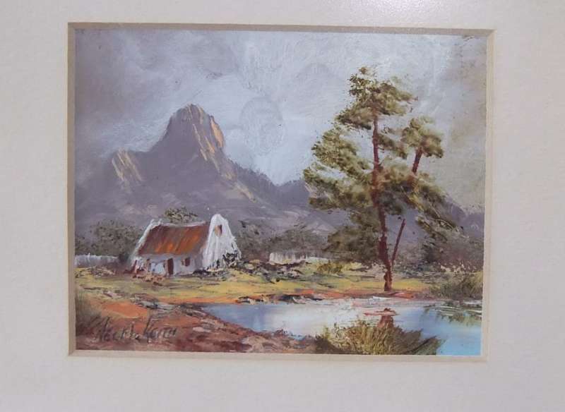 AN ORIGINAL MINIATURE OIL ON BOARD LANDSCAPE BY SA ARTIST NEL MCKEITH !! MUST SEE !!