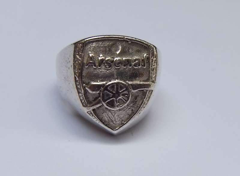 SO AWESOME !! A SOLID STERLING SILVER ""ARSENAL"" FOOTBALL CLUB SUPPORTERS RING !! MUST HAVE !!