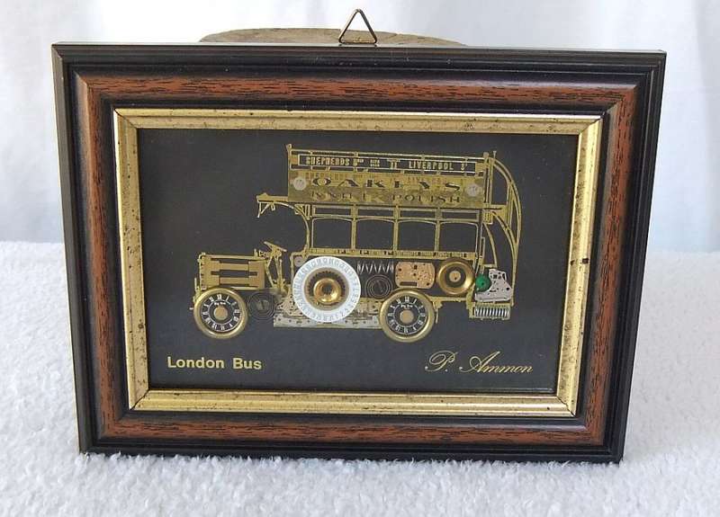 A VERY COOL VINTAGE FRAMED STEAMPUNK BUS THEME WALL HANGING / DECORATION !! UNUSUAL AND DETAILED !!