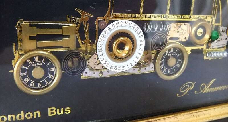 A VERY COOL VINTAGE FRAMED STEAMPUNK BUS THEME WALL HANGING / DECORATION !! UNUSUAL AND DETAILED !!