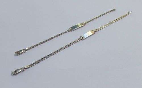 TAKE TWO !! TWO SOLID STERLING SILVER IDENTITY / SIGNET BRACELETS IN GREAT CONDITION !! BID FOR BOTH