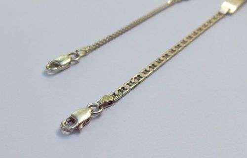 TAKE TWO !! TWO SOLID STERLING SILVER IDENTITY / SIGNET BRACELETS IN GREAT CONDITION !! BID FOR BOTH