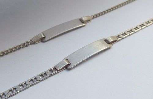 TAKE TWO !! TWO SOLID STERLING SILVER IDENTITY / SIGNET BRACELETS IN GREAT CONDITION !! BID FOR BOTH