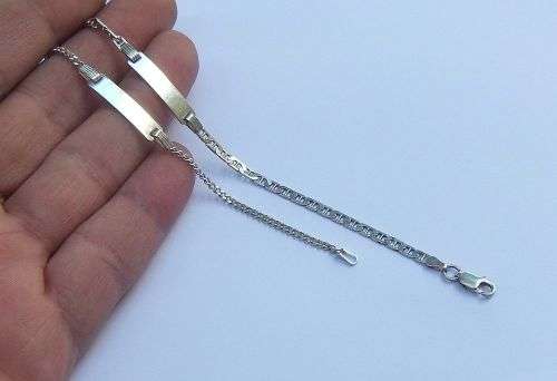 TAKE TWO !! TWO SOLID STERLING SILVER IDENTITY / SIGNET BRACELETS IN GREAT CONDITION !! BID FOR BOTH