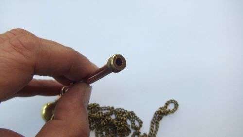 A RARE OLD COPPER AND BRASS BOSUNS WHISTLE WITH FOB WATCH CHAIN - SEE PICS - COOL PIECE !!