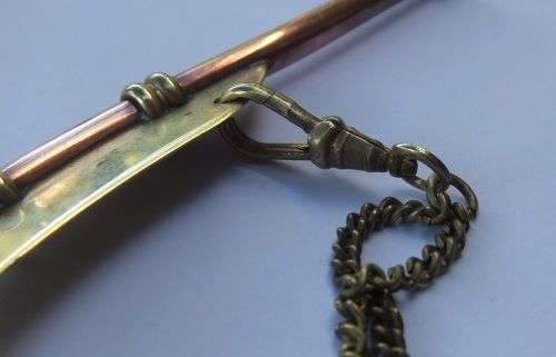 A RARE OLD COPPER AND BRASS BOSUNS WHISTLE WITH FOB WATCH CHAIN - SEE PICS - COOL PIECE !!