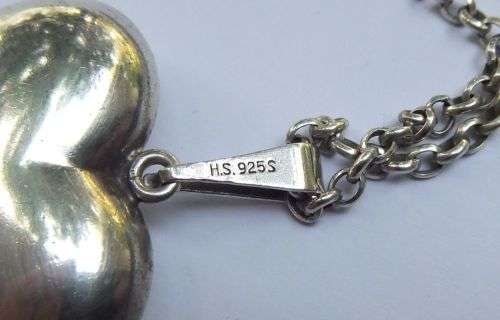 A BIG FAT STERLING SILVER HEART PENDANT WITH A STERLING SILVER NECKLACE !! GREAT DEAL !!