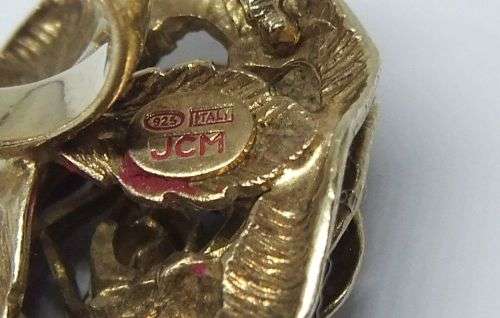 A GORGEOUS GOLD PLATED DESIGNER ROSE FORM SOLID STERLING SILVER RING - FREE SHIPPING