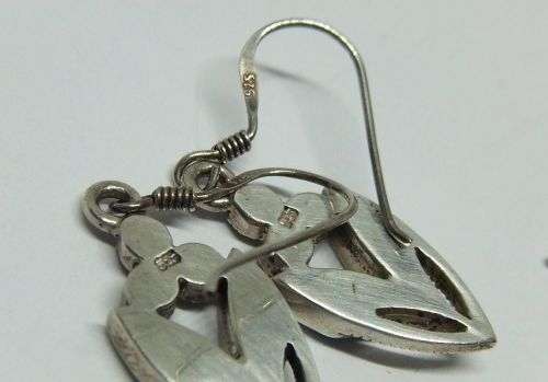 WOW !! THREE GORGEOUS PAIRS OF SOLID STERLING SILVER EARRINGS WITH EYE CATCHING INSETS !!