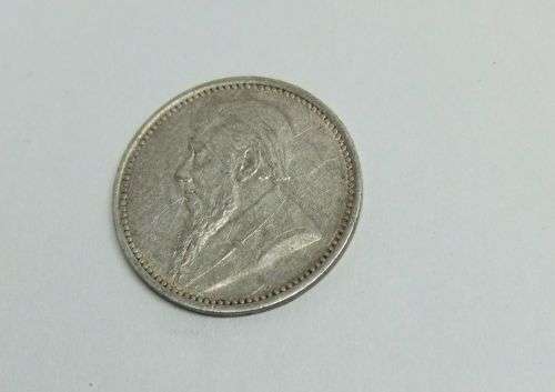 R1 START !!  AN 1896 THREEPENCE COIN OF THE ``Z.A.R `` - STERLING SILVER !! FREE COMBINING !!
