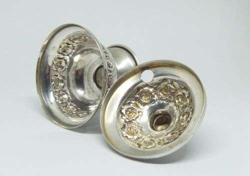 R1 START !! AN ADORABLE OLD SOLID 800 SILVER CONDIMENT POT WITH ROSE DECORATION !! MUST SEE !!