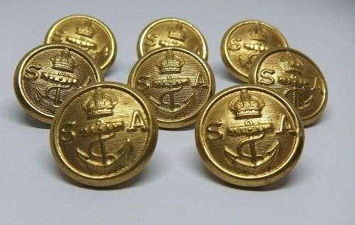 R1 START !! EIGHT VERY COOL VINTAGE BUTTONS OF THE SOUTH AFRICAN NAVY !! FREE COMBINING !!