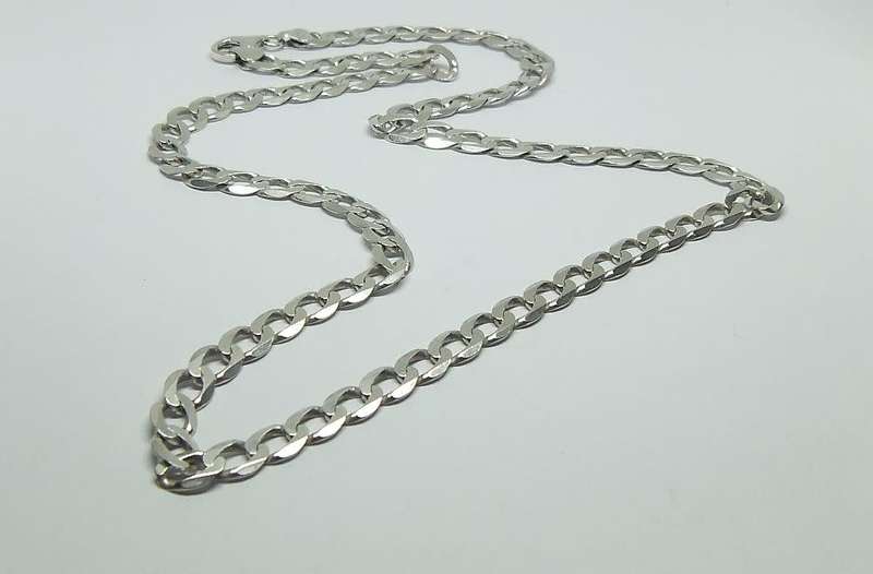 R1 START !! AN AWESOME SOLID STERLING SILVER CURB LINK NECKLACE IN GREAT CONDITION !! FREE COMBINING