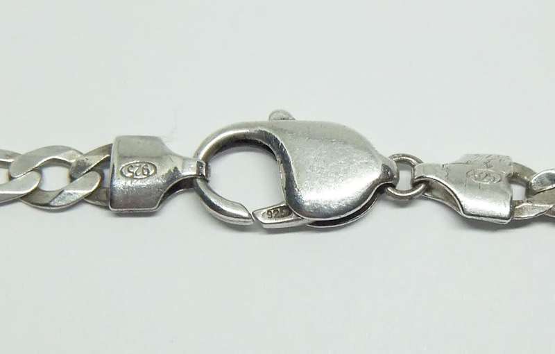R1 START !! A FABULOUS SOLID STERLING SILVER FIGARO LINK NECKLACE WITH AN OVERSIZED CLASP !! COOL !!