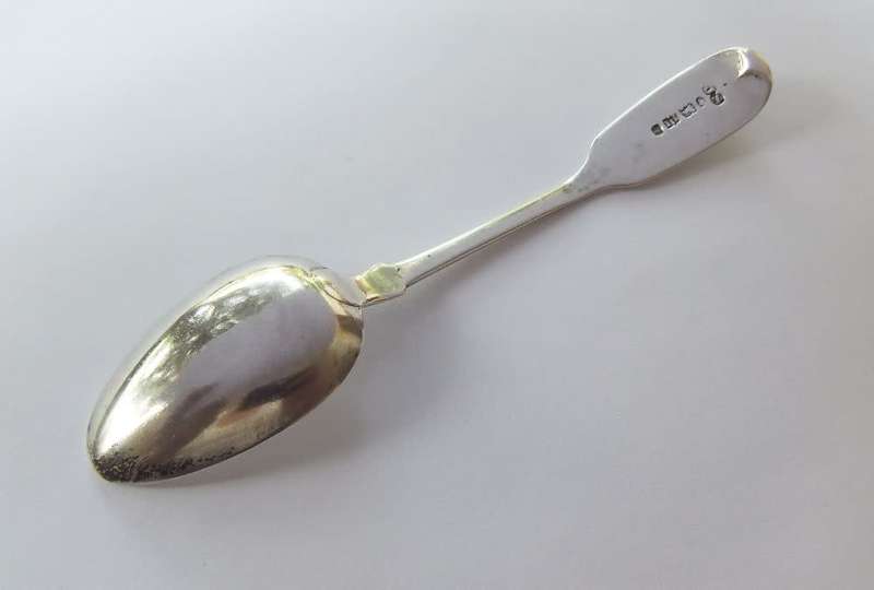 REMARKABLE FIND !! AN ANTIQUE 1843 HALLMARKED STERLING SILVER SPOON BY MAKER J.S !! EXETER ENGLAND !