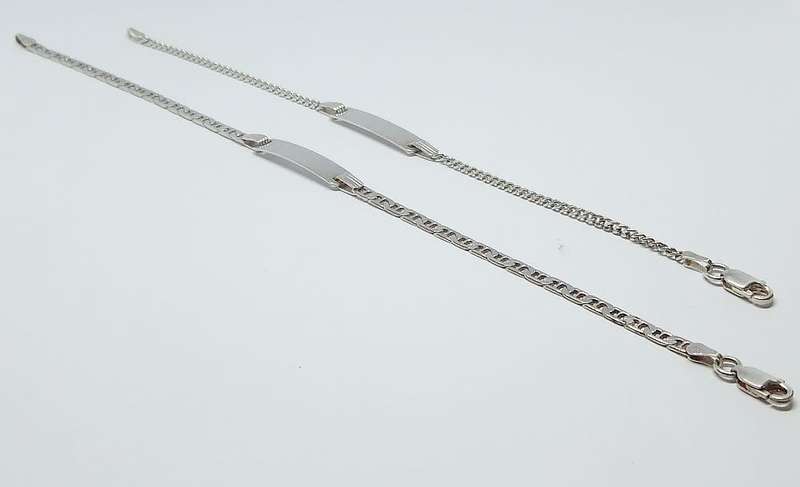 DOUBLE DEAL !! TWO SOLID STERLING SILVER IDENTITY BRACELETS !! DIFFERENT STYLES !! BID FOR BOTH !!