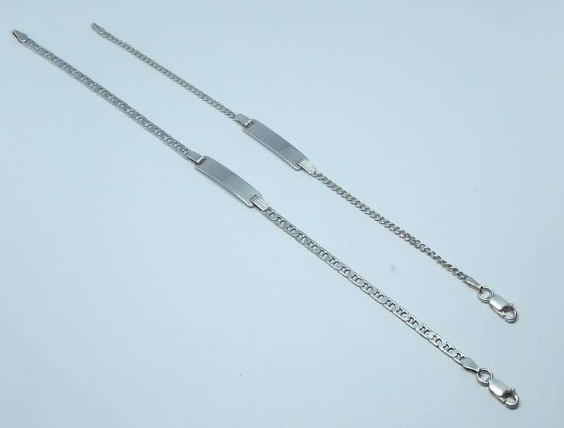DOUBLE DEAL !! TWO SOLID STERLING SILVER IDENTITY BRACELETS !! DIFFERENT STYLES !! BID FOR BOTH !!