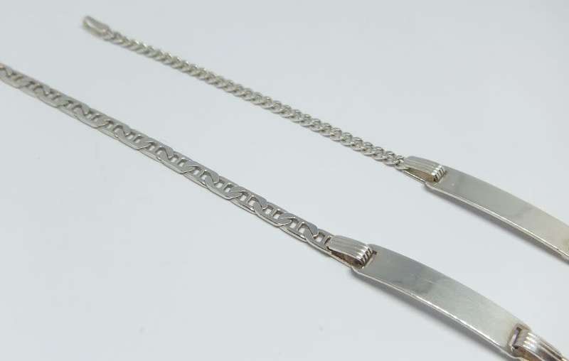 DOUBLE DEAL !! TWO SOLID STERLING SILVER IDENTITY BRACELETS !! DIFFERENT STYLES !! BID FOR BOTH !!
