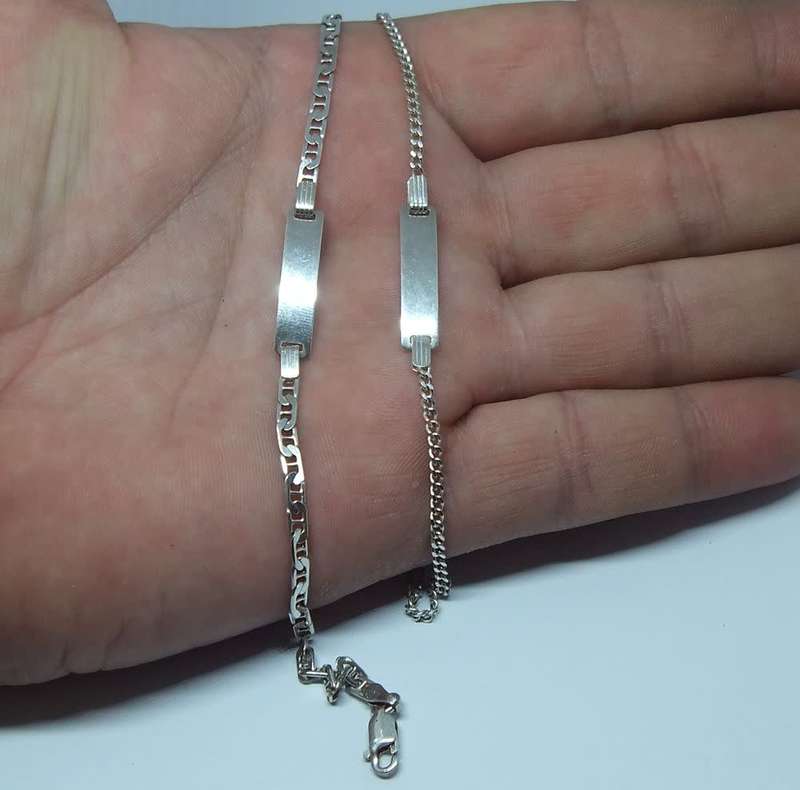 DOUBLE DEAL !! TWO SOLID STERLING SILVER IDENTITY BRACELETS !! DIFFERENT STYLES !! BID FOR BOTH !!