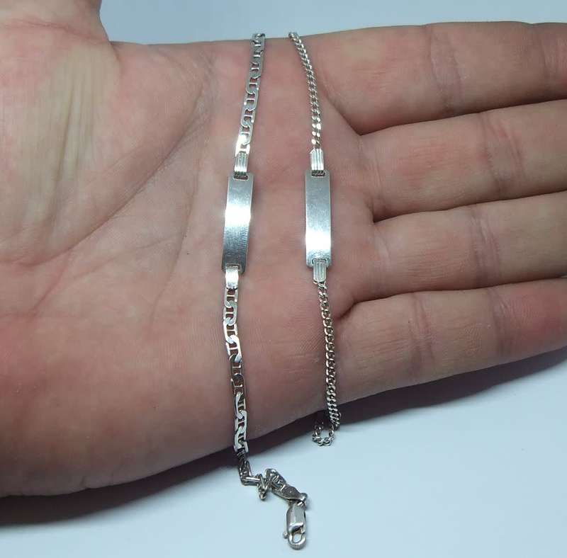 DOUBLE DEAL !! TWO SOLID STERLING SILVER IDENTITY BRACELETS !! DIFFERENT STYLES !! BID FOR BOTH !!
