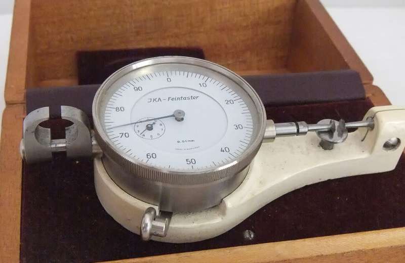 SUPER COOL !! AN OLD WATCHMAKERS JKA FEINTASTER MICROMETER MEASURING TOOL - GERMANY - 0.01 MM