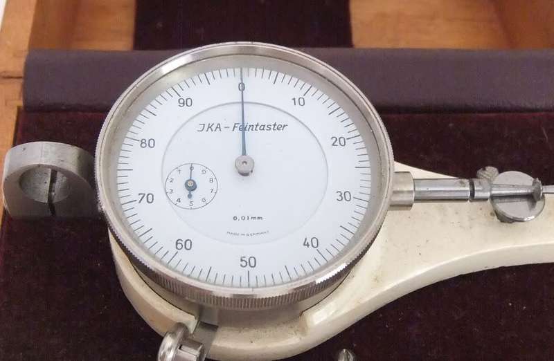 SUPER COOL !! AN OLD WATCHMAKERS JKA FEINTASTER MICROMETER MEASURING TOOL - GERMANY - 0.01 MM