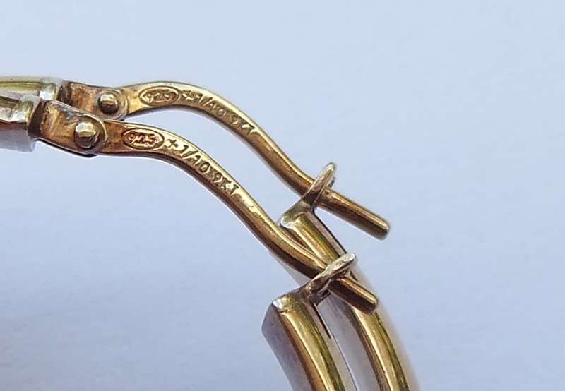 A LARGE SUPERB QUALITY GOLD PLATED STERLING SILVER PAIR OF HINGED CLIP HOOP EARRINGS !! MUST HAVE !!