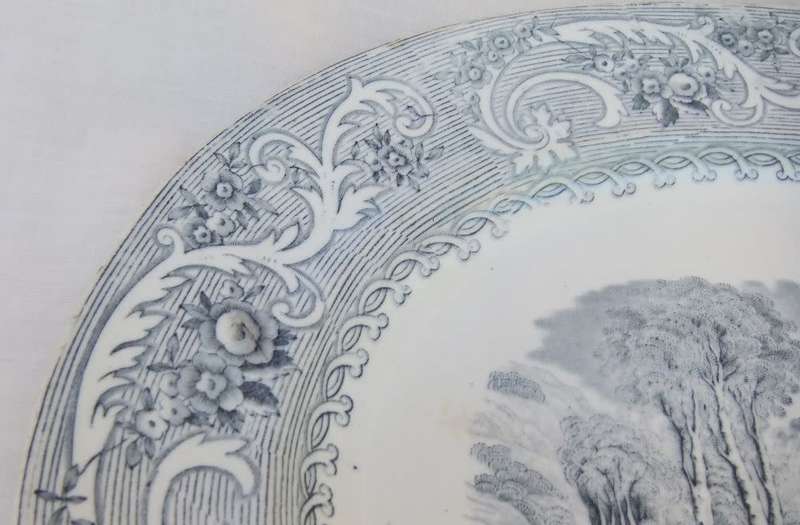 An antique 1870 Rhine pattern meat platter by B&L Hill Pottery