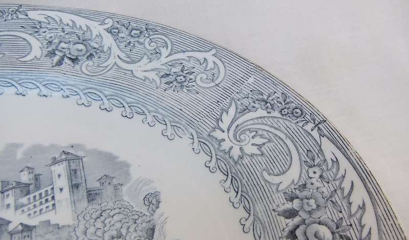 An antique 1870 Rhine pattern meat platter by B&L Hill Pottery