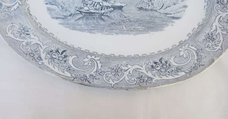 An antique 1870 Rhine pattern meat platter by B&L Hill Pottery