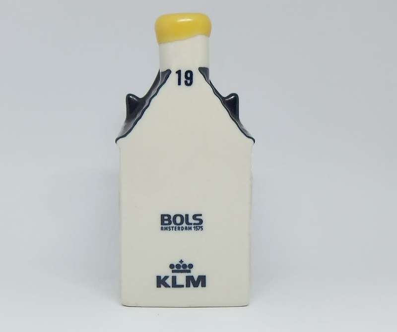 A vintage number 19 Dutch house form decanter by Delfts made for KLM with original contents - sealed