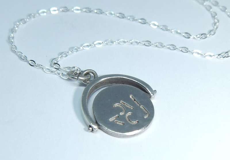 A vintage sterling silver I LOVE YOU spinner pendant + New sterling silver necklace