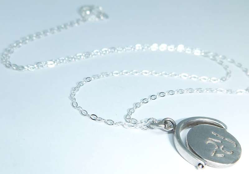 A vintage sterling silver I LOVE YOU spinner pendant + New sterling silver necklace
