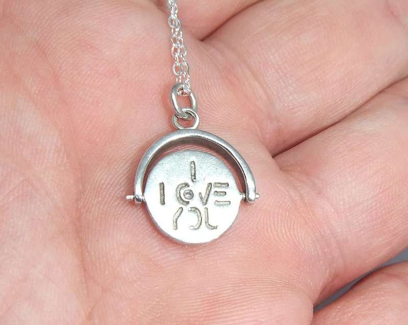 A vintage sterling silver I LOVE YOU spinner pendant + New sterling silver necklace