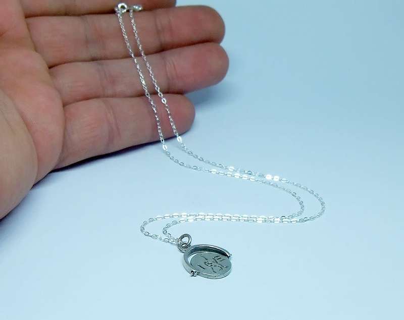 A vintage sterling silver I LOVE YOU spinner pendant + New sterling silver necklace