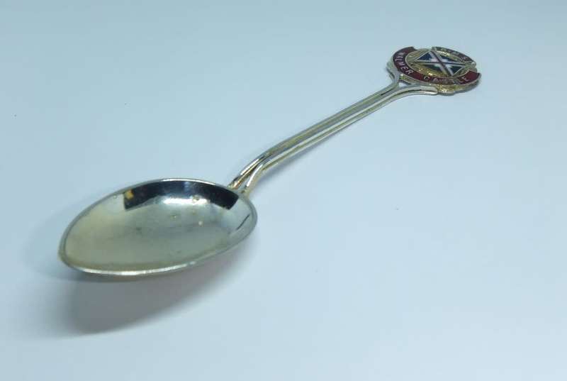 A vintage commemorative silverplate teaspoon made for the R.M.S Walmer Castle - Union Castle