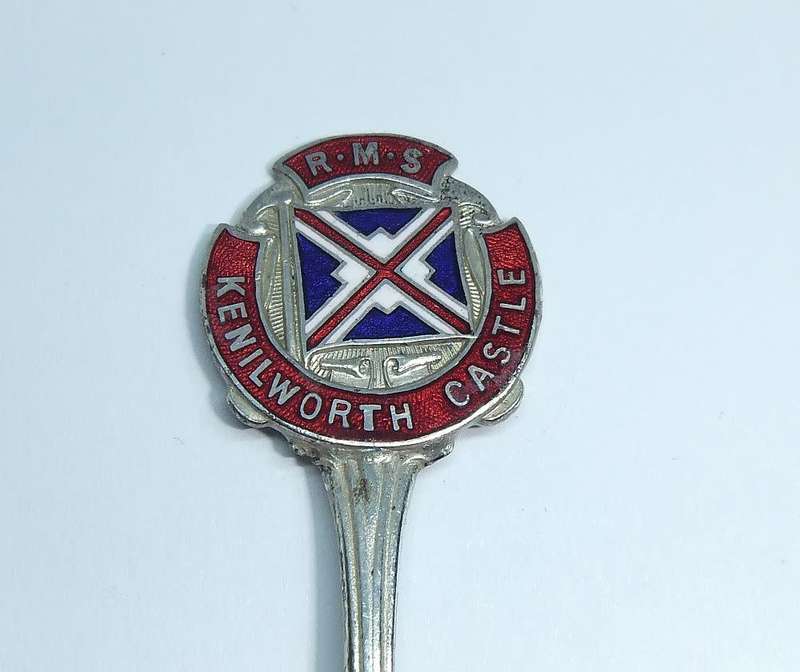 A vintage commemorative silverplate teaspoon made for the R.M.S Kenilworth Castle - Union Castle