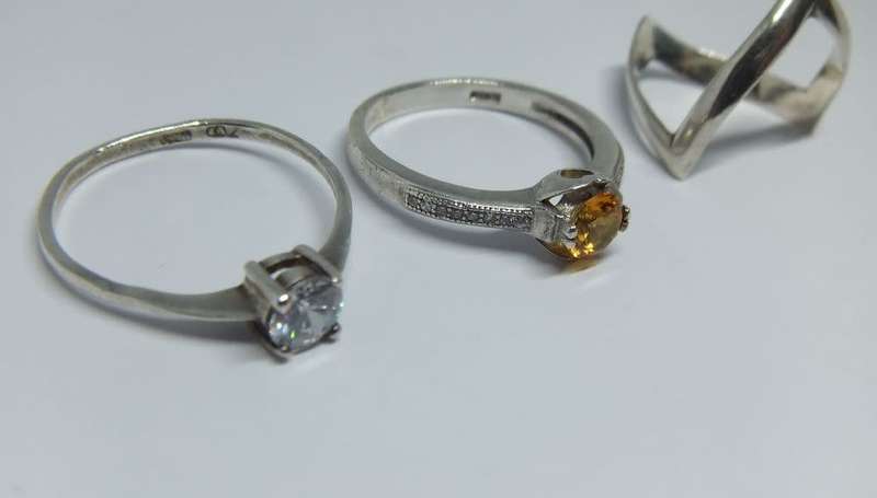 A solid sterling silver ring set with a faceted November birthstone + 2 free sterling silver rings