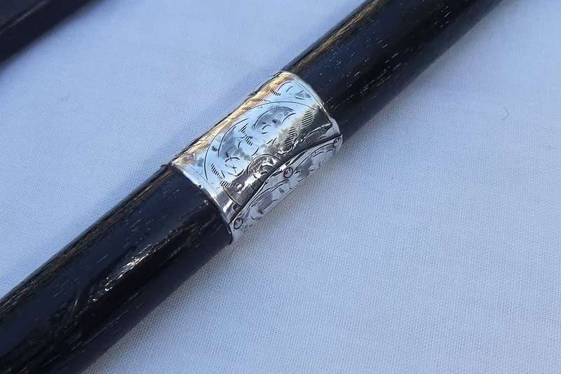 SUPER RARE !! TWO ANTIQUE WALKING STICKS !! ONE WITH HALLMARKED STERLING SILVER DATED 1911