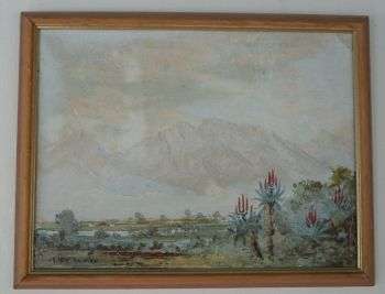ORIGINAL OIL ON BOARD BY ARTIST T . REYNEKE - LANDSCAPE