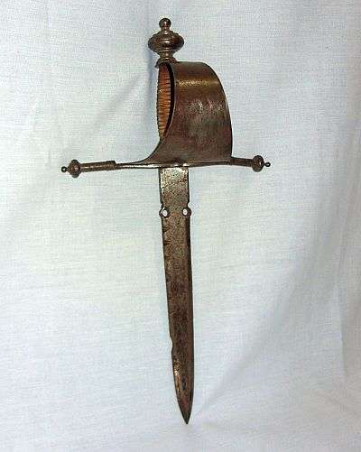 A MOUNTED DAGGER WITH HAND GAURD