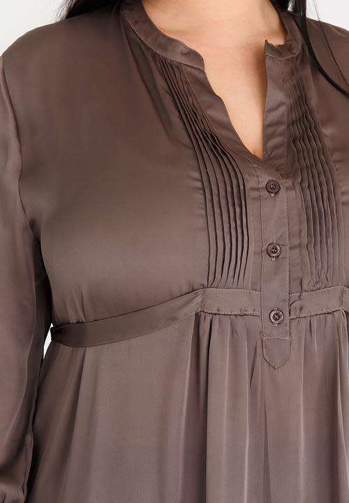 GORGEOUS BROWN SATIN LIKE TUNIC - SIZE 38
