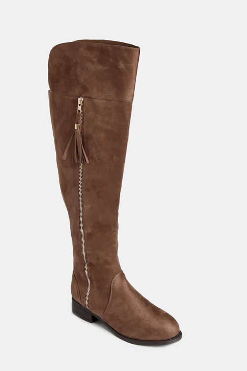 STUNNING TAUPE THIGH HIGH BOOTS - SIZE 6 ONLY
