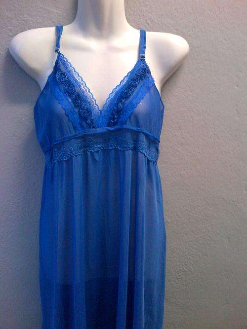 LATE ENTRY!!!! GORGEOUS BLUE MESH CHEMISE WITH MATCHING G-STRING - TO FIT SIZE XL