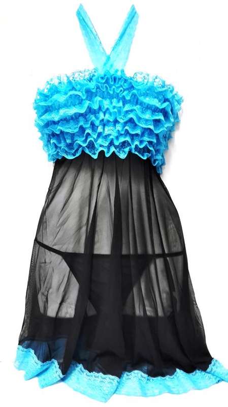 LATE ENTRY!!! GORGEOUS BLACK & BLUE BABYDOLL - TO FIT SIZE 34 - 36