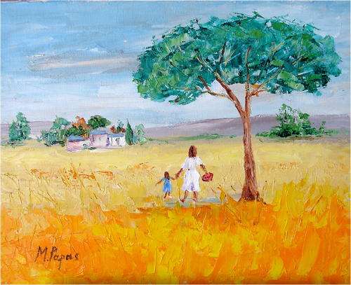 Country Living - Oil Painting by SA artist, Mary Papas - 200 x 250mm