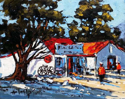 Farm stall - Acrylic by SA artist, Nick van Rensburg - 250mm x 200mm