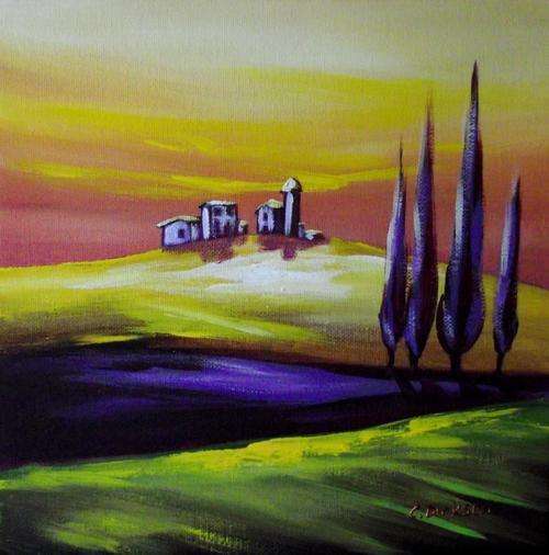 Purple landscape - Acrylic by SA artist, Cherie Roe Dirksen - 255mm x 255mm