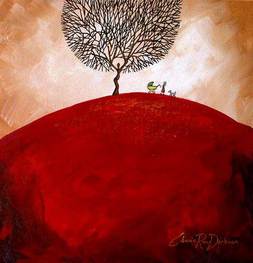 Walking the babies - Acrylic by SA artist, Cherie Roe Dirksen - 305mm x 305mm